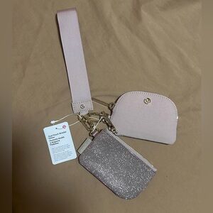 NWT Lululemon Dual Pouch Wristlet Pink Glitter